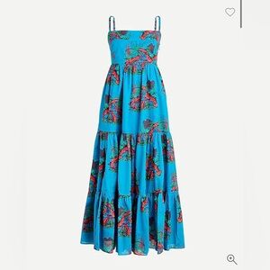 Jcrew Tiered maxi dress in lobster print